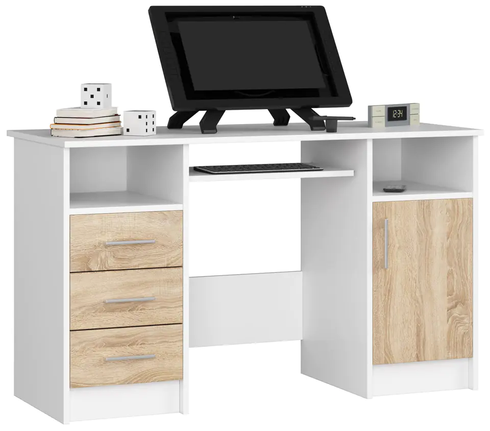 ⁨ANA DESK 124 cm WHITE / SONOMA⁩ at Wasserman.eu