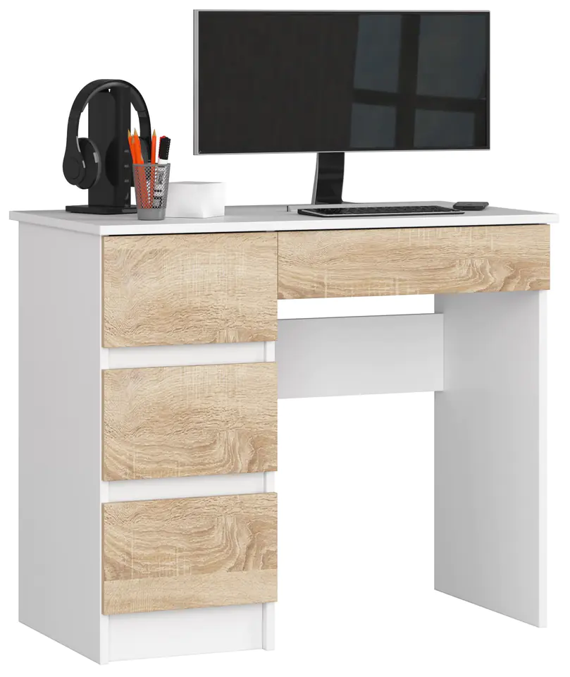 ⁨COMPUTER DESK A-7 90 cm LEFT WHITE / SONOMA⁩ at Wasserman.eu