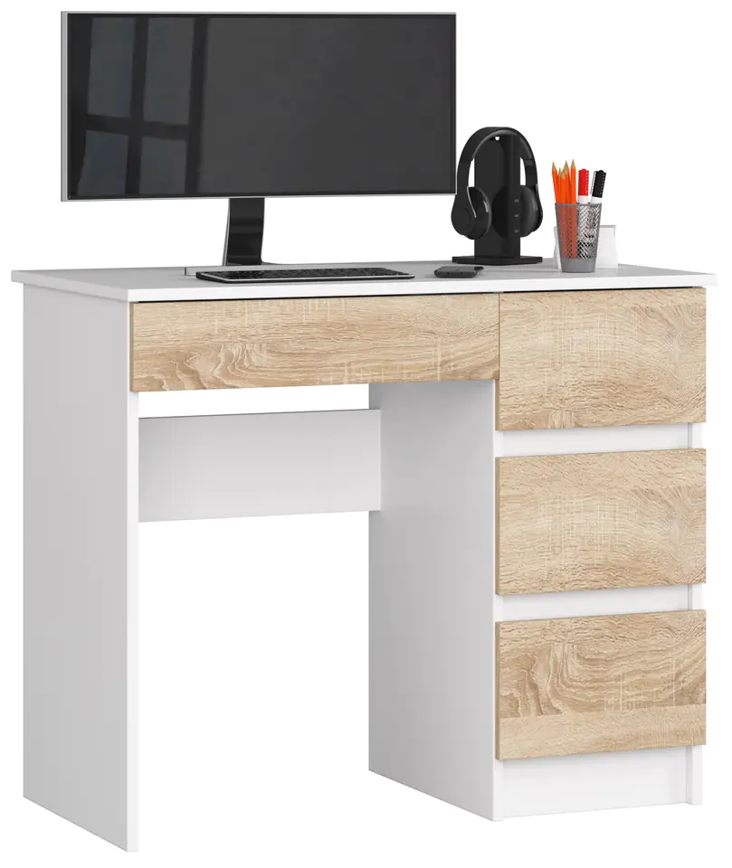 ⁨COMPUTER DESK A-7 90 cm RIGHT WHITE / SONOMA⁩ at Wasserman.eu