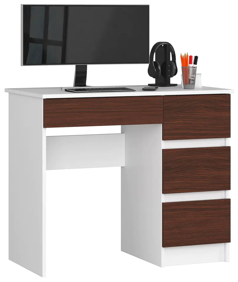 ⁨COMPUTER DESK A-7 90 cm RIGHT WHITE / WENGE⁩ at Wasserman.eu