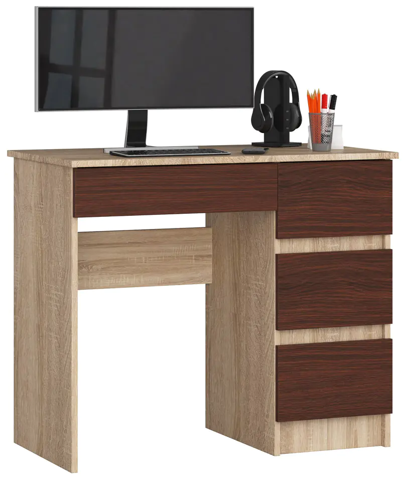 ⁨COMPUTER DESK A-7 90 cm RIGHT SONOMA / WENGE⁩ at Wasserman.eu