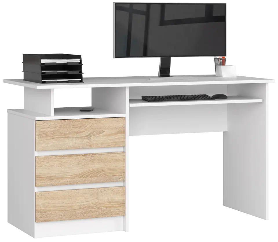 ⁨CLP DESK 135 cm WHITE / SONOMA FREESTANDING⁩ at Wasserman.eu