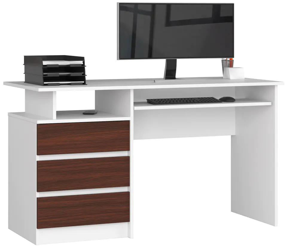 ⁨CLP DESK 135 cm WHITE / WENGE FREESTANDING⁩ at Wasserman.eu