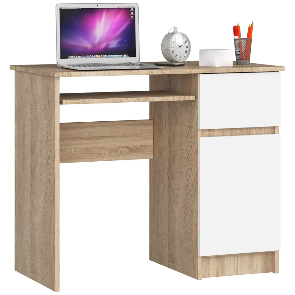 ⁨COMPUTER DESK 90 cm RIGHT PIXEL SONOMA / WHITE⁩ at Wasserman.eu