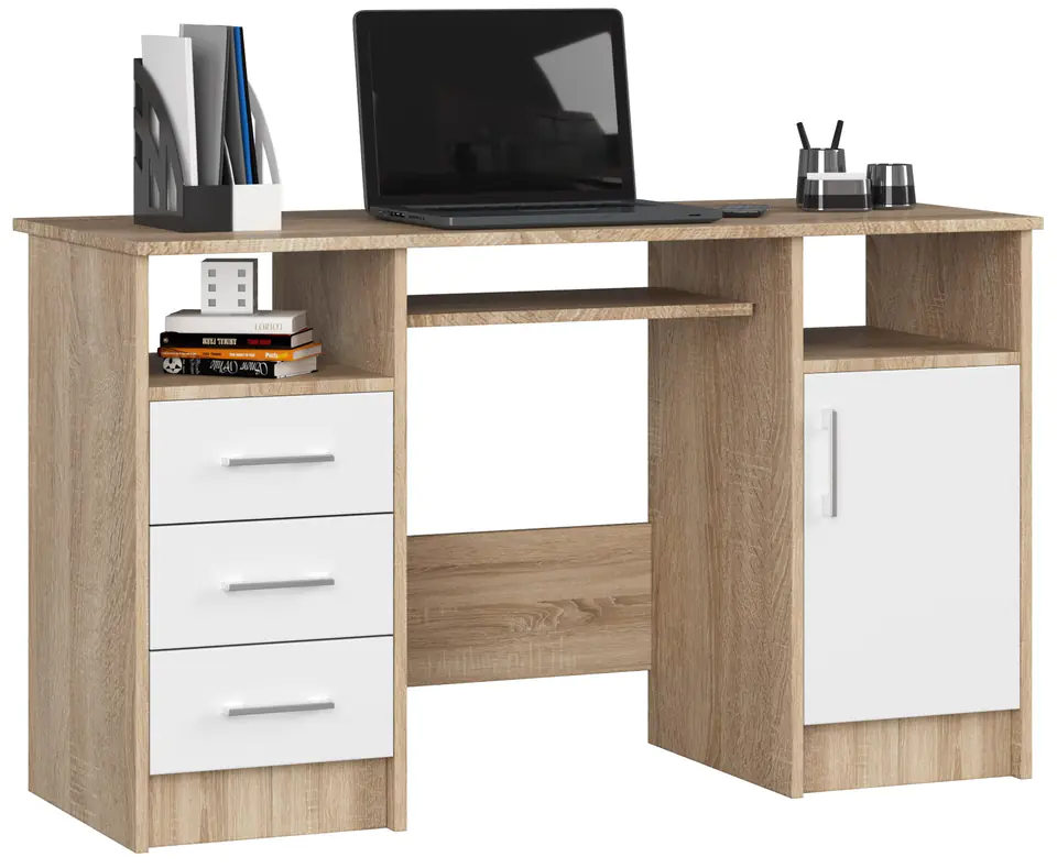 ⁨ANA DESK 124 cm SONOMA / WHITE⁩ at Wasserman.eu