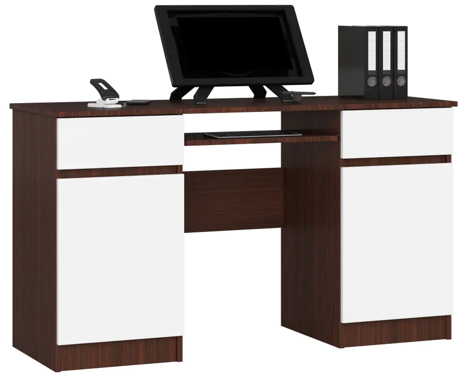 ⁨COMPUTER DESK A5 135 cm WENGE / WHITE⁩ at Wasserman.eu