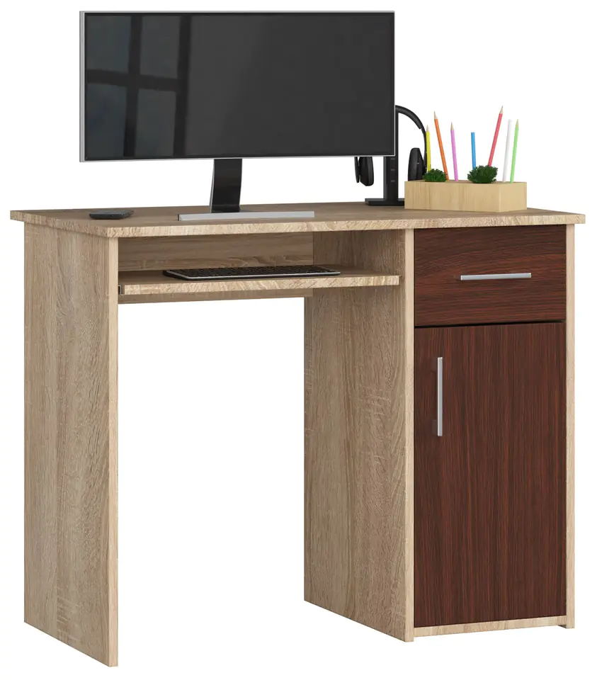 ⁨PIN DESK 90 cm SONOMA / WENGE FREESTANDING⁩ at Wasserman.eu