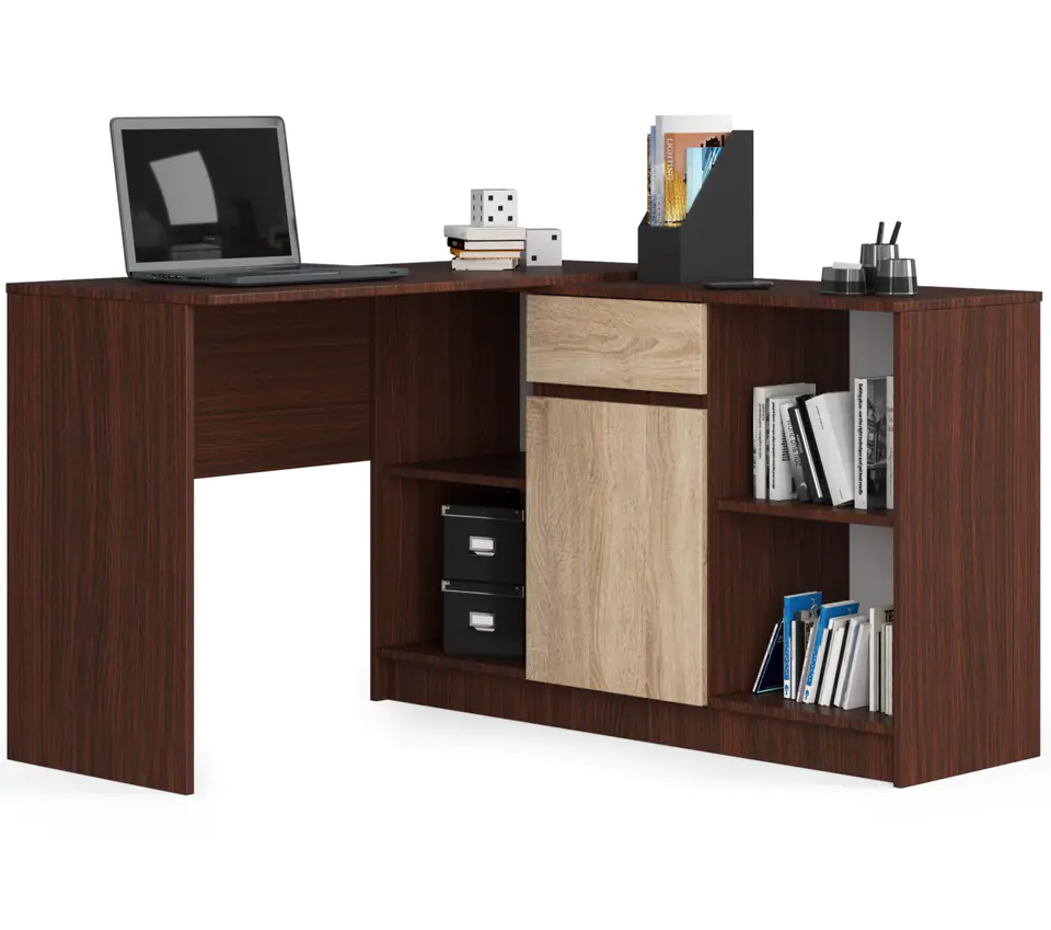 ⁨Corner desk set B-17 - wenge-oak sonoma - chest of drawers and desk⁩ at Wasserman.eu