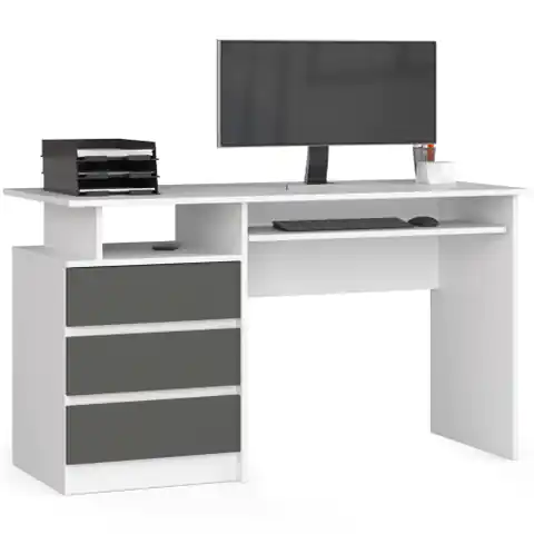 ⁨CLP Desk 135 cm - white-graphite grey - freestanding⁩ at Wasserman.eu