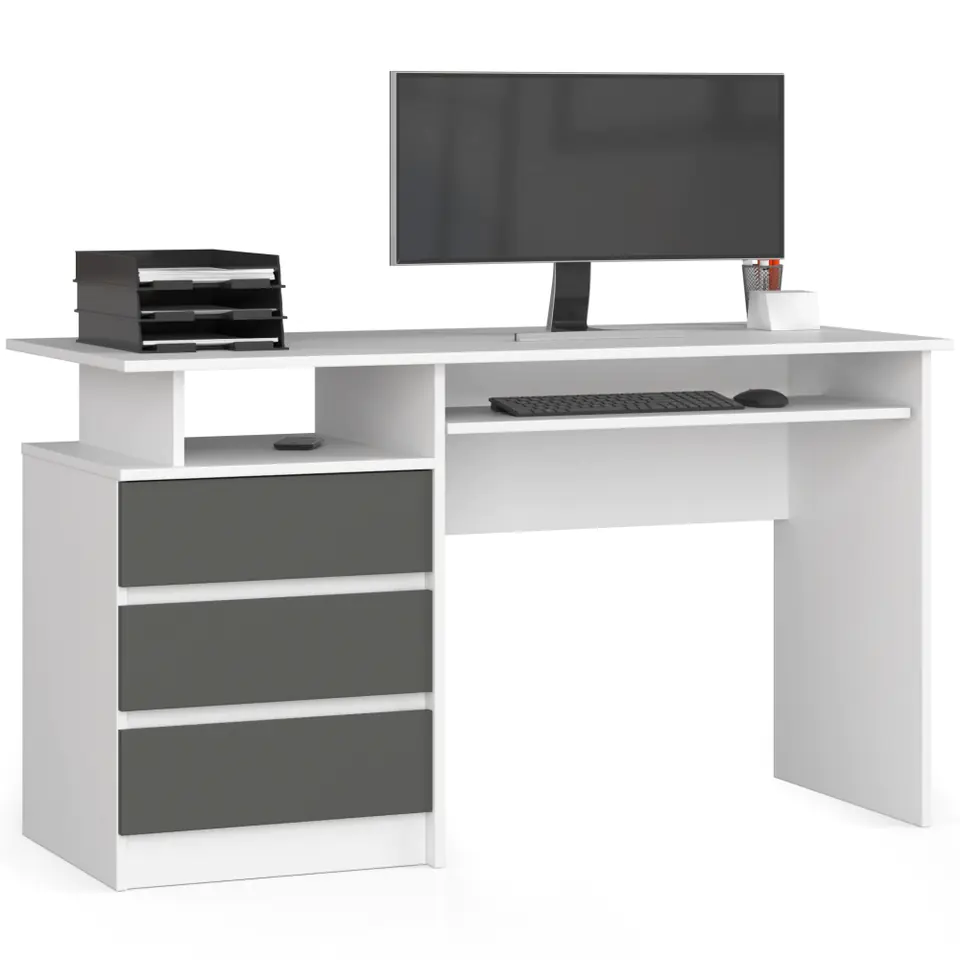 BIURKO CLP 135cm PK BIAŁE / SZARE w sklepie Wasserman.eu