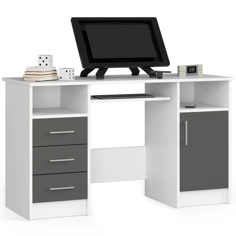 ⁨ANA desk 124 cm - white-graphite grey⁩ at Wasserman.eu