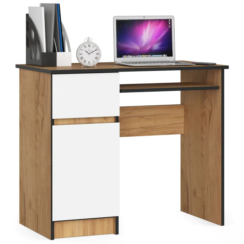 ⁨Computer desk 90 cm Pixel left - oak craft-white⁩ at Wasserman.eu