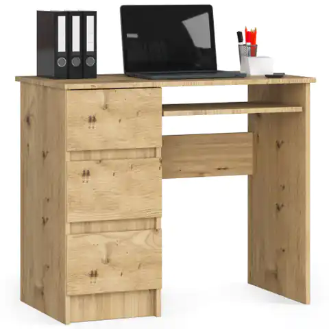 ⁨Computer desk A-6 90 cm left - artisan oak - 3 drawers⁩ at Wasserman.eu