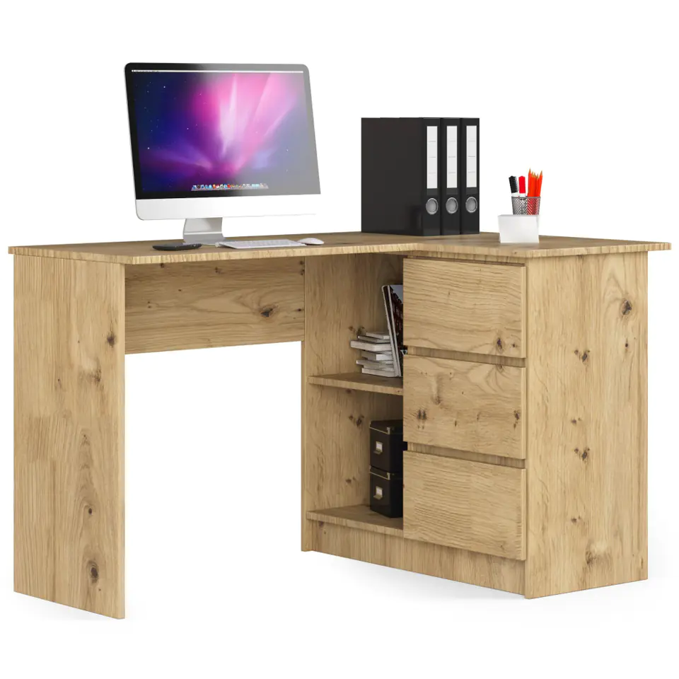 ⁨Corner desk B16 124 cm right 3 drawers - artisan oak⁩ at Wasserman.eu