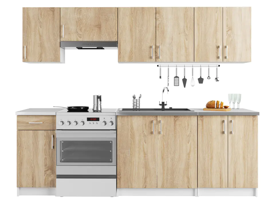 ⁨KITCHEN SET LIMA 2.4M WHITE/SONOMA OAK⁩ at Wasserman.eu