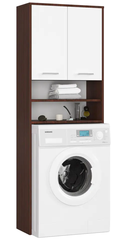 ⁨BATHROOM SHELVING POST FIN OVER WASHING MACHINE WENGE / WHITE⁩ at Wasserman.eu