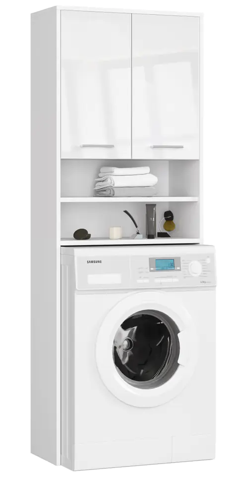 ⁨POST BATHROOM BOOKCASE FIN OVER WASHING MACHINE WHITE GLOSS⁩ at Wasserman.eu