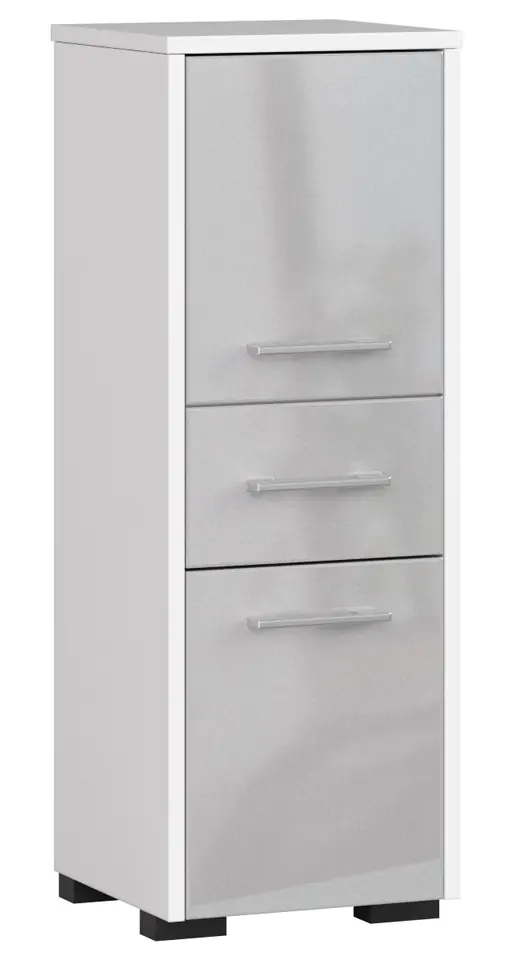 ⁨CABINET - MULLION BATHROOM SHELVING FIN 2D 1SZ WHITE / METALLIC GLOSS⁩ at Wasserman.eu