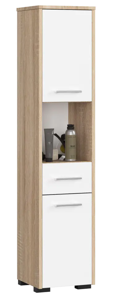 ⁨REGAŁ ŁAZIENKA FIN SŁUPEK 30 2D 1SZ 1W 140cm PK SONOMA / BIAŁY⁩ w sklepie Wasserman.eu