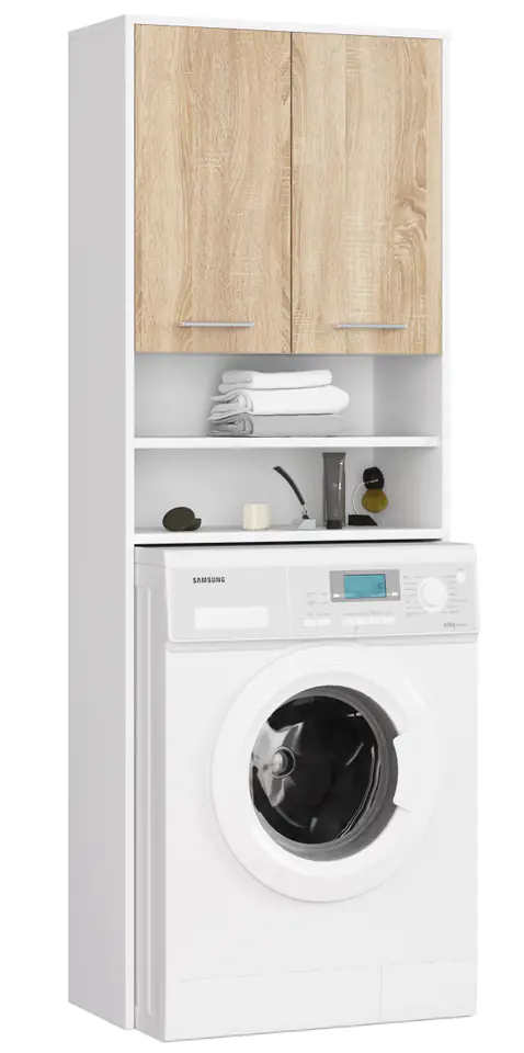 ⁨BATHROOM SHELVING POST FIN OVER WASHING MACHINE WHITE / SONOMA⁩ at Wasserman.eu