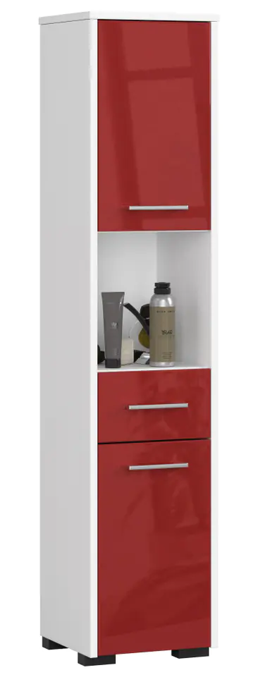 ⁨BATHROOM SHELVING POST FIN 2D 1SZ 1W WHITE / RED GLOSS⁩ at Wasserman.eu