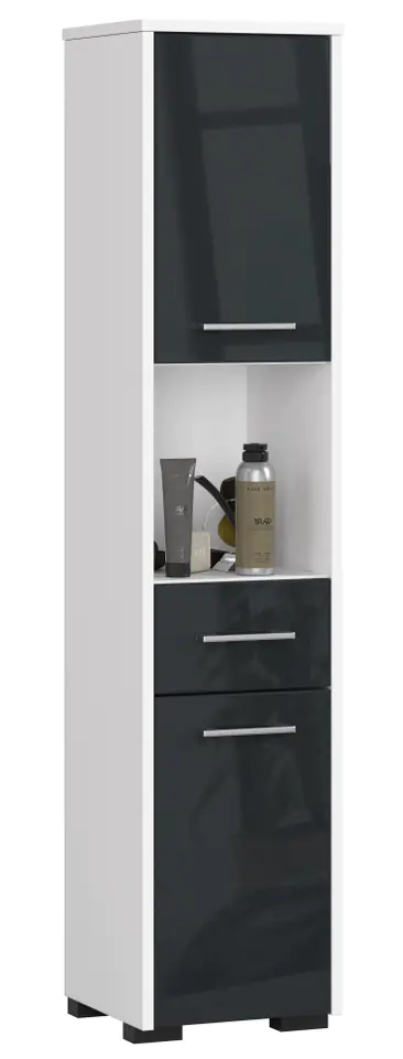 ⁨BATHROOM SHELVING POST FIN 2D 1SZ 1W WHITE / GRAPHITE GLOSS⁩ at Wasserman.eu