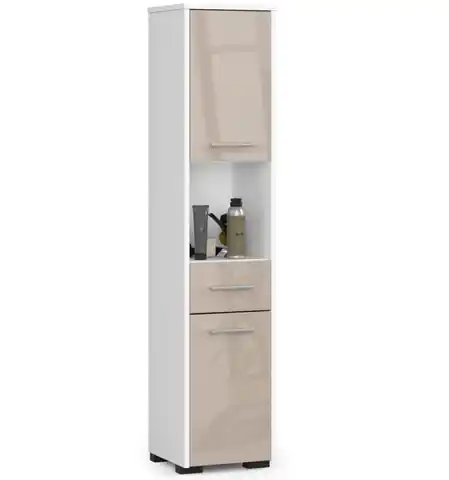 ⁨Bathroom shelving post FIN 2D 1SZ 1W - white-cappuccino gloss⁩ at Wasserman.eu