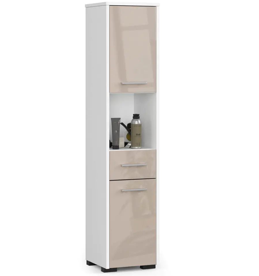 REGAŁ ŁAZIENKA FIN SŁUPEK 30 2D 1SZ 1W 140cm PK CAPUCINO POŁYSK w sklepie Wasserman.eu
