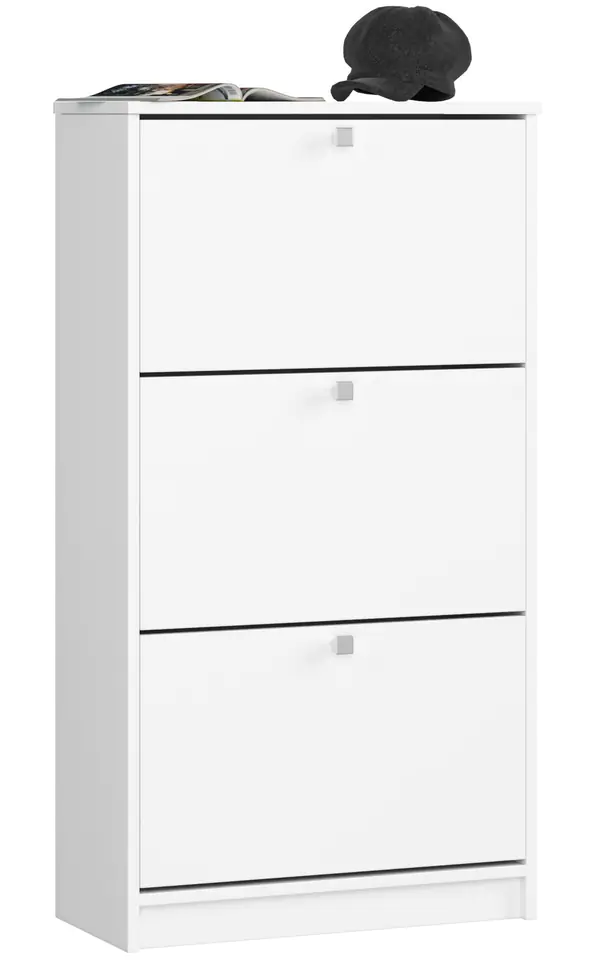 ⁨SHOE CABINET 3 HINGED DOORS 60 cm WHITE⁩ at Wasserman.eu