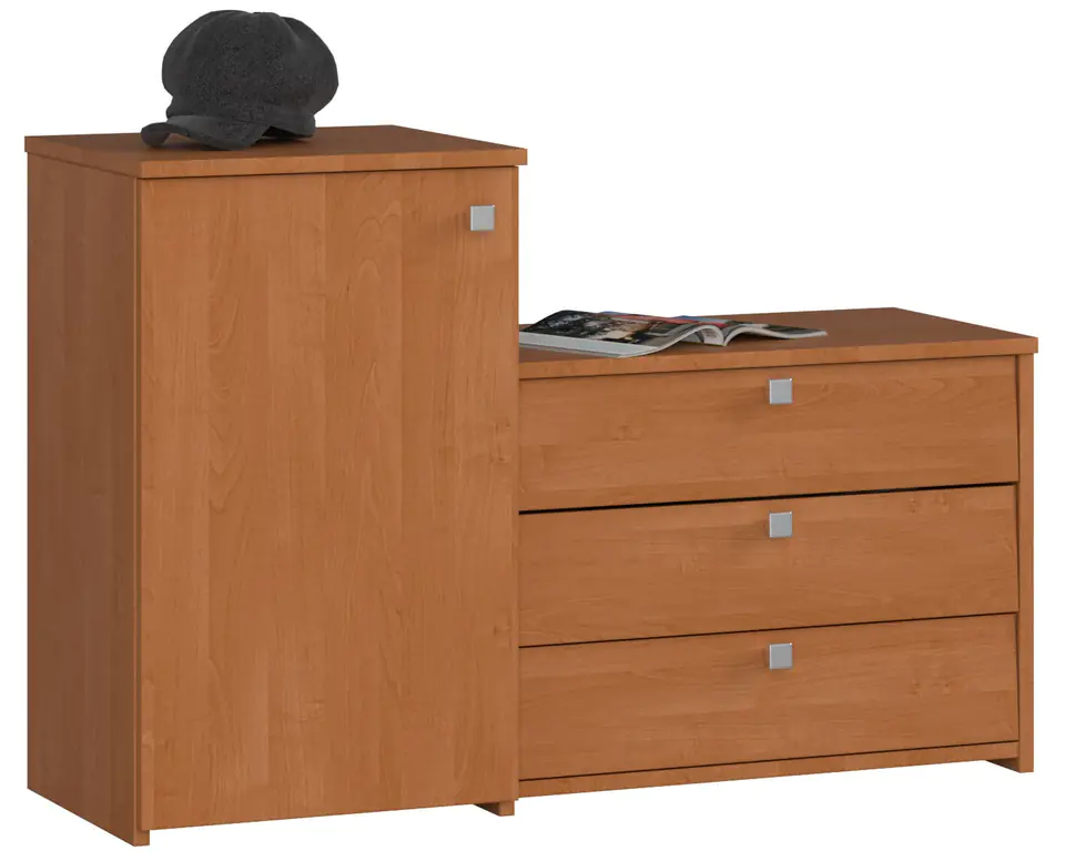 ⁨Shoe cabinet S16 with chest of drawers 3 hinged door - alder⁩ at Wasserman.eu