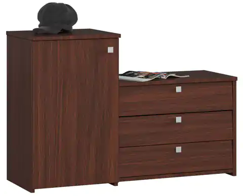⁨Shoe cabinet S16 with chest of drawers 3 hinged doors - wenge⁩ at Wasserman.eu