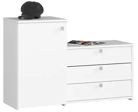 ⁨Shoe cabinet S16 with chest of drawers 3 hinged doors - white⁩ at Wasserman.eu