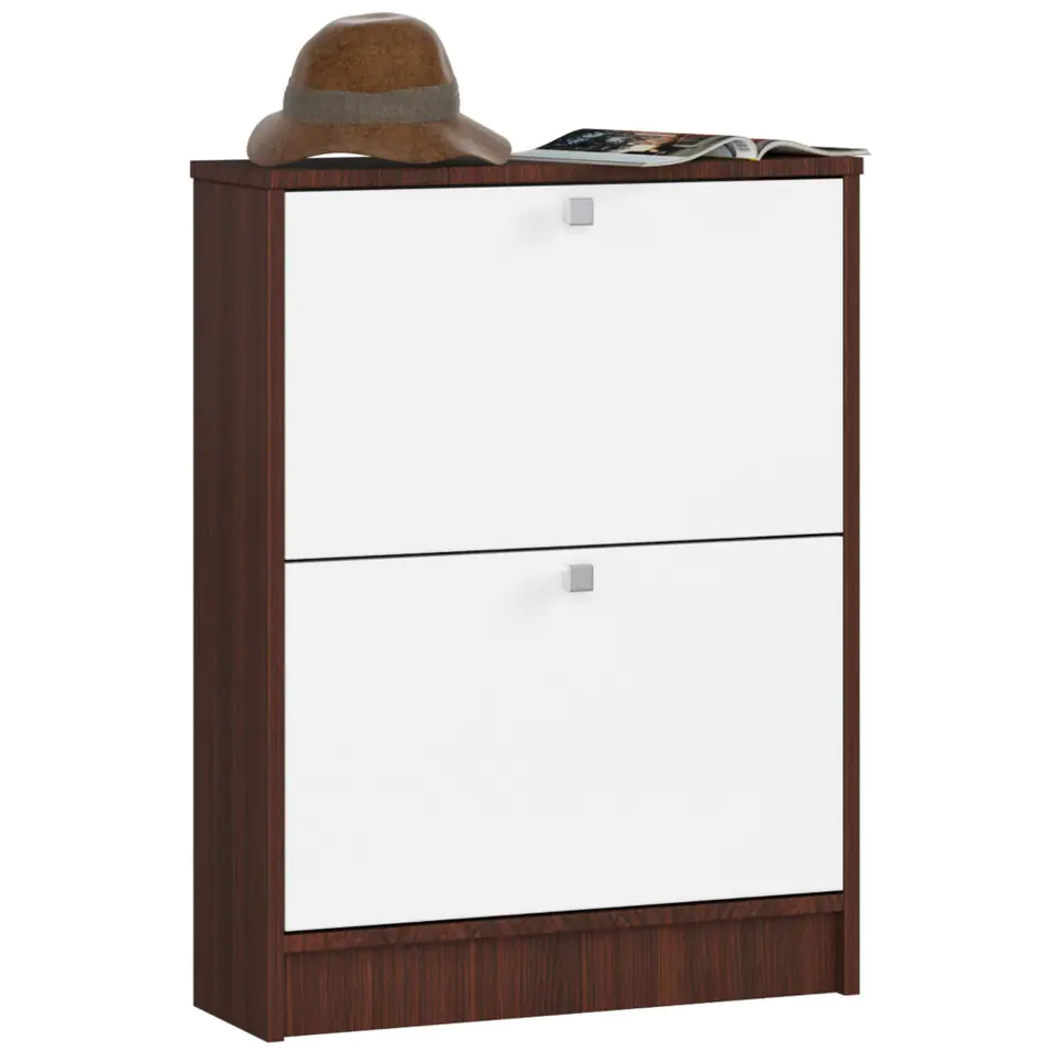 ⁨Shoe cabinet 2 hinged doors 60 cm - wenge-white⁩ at Wasserman.eu