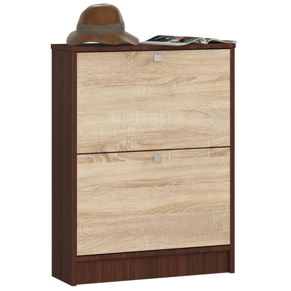 Szafka na buty 2 uchylne drzwiczki 60 cm - wenge-dąb sonoma w sklepie Wasserman.eu