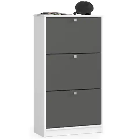⁨Shoe cabinet 3 hinged doors 60 cm - white-graphite gray⁩ at Wasserman.eu