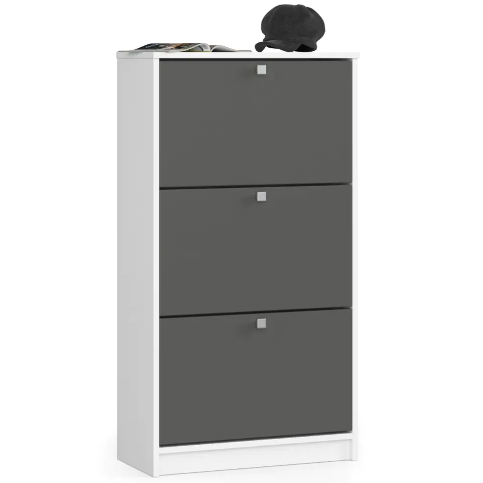 Shoe cabinet 3 hinged doors 60 cm - white-graphite gray at Wasserman.eu