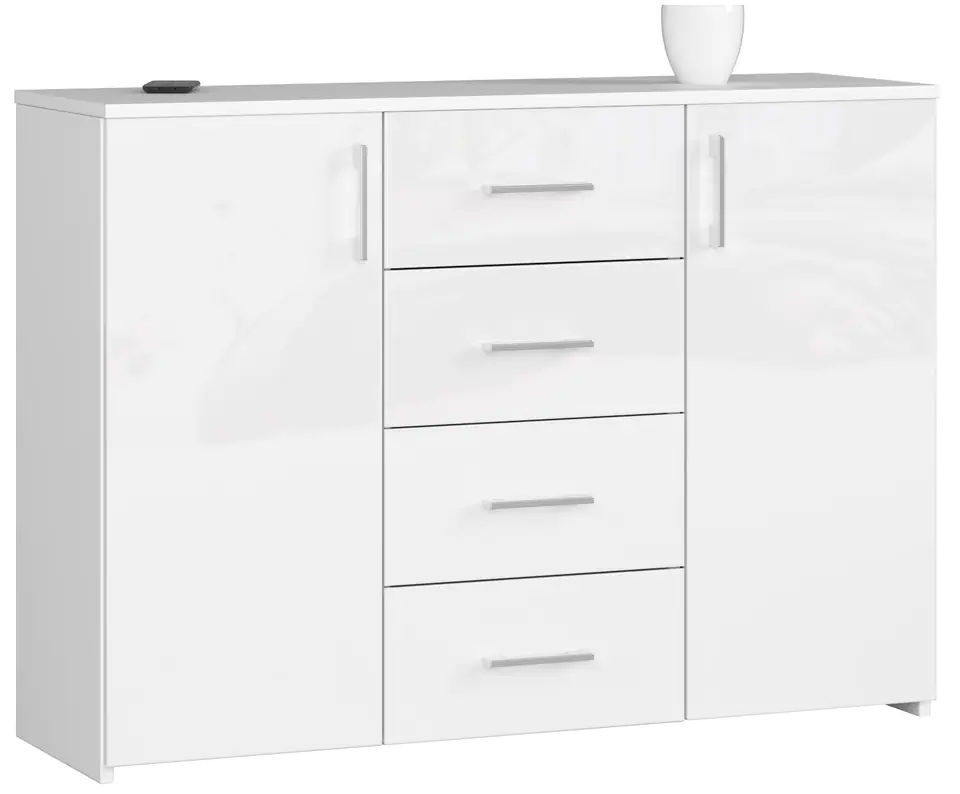 ⁨CHEST OF DRAWERS K 45 110 cm ACRYLIC WHITE HIGH-GLOSS⁩ at Wasserman.eu