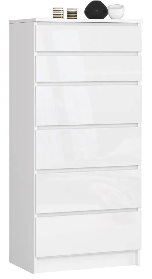 ⁨CHEST OF DRAWERS K 60 cm 6 DRAWERS ACRYLIC WHITE HIGH-GLOSS⁩ at Wasserman.eu