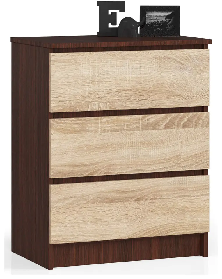 ⁨CHEST OF DRAWERS K 60 cm 3 DRAWERS WENGE / SONOMA⁩ at Wasserman.eu