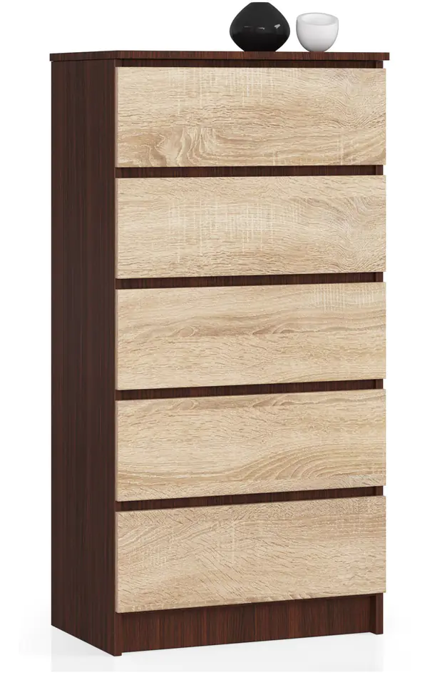 KOMODA K 60 cm 5 SZUFLAD WENGE / SONOMA w sklepie Wasserman.eu