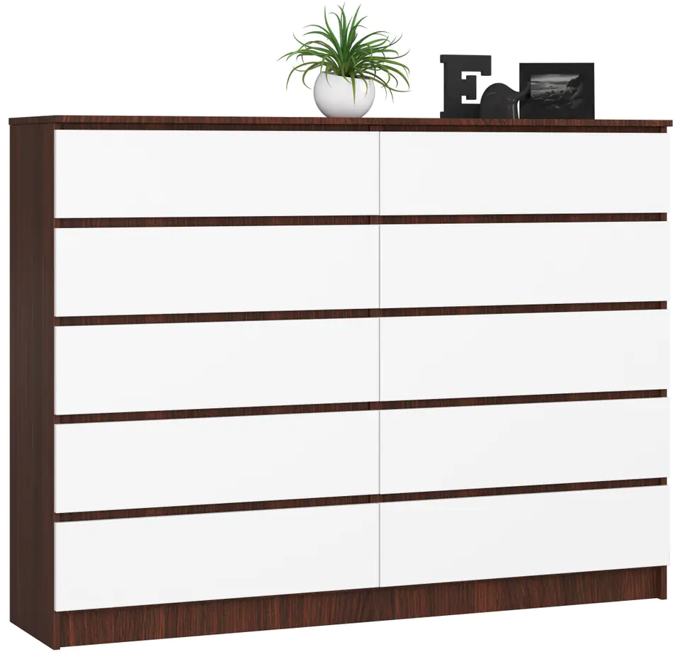 ⁨CHEST OF DRAWERS K 160 cm 10 DRAWERS WENGE / WHITE⁩ at Wasserman.eu