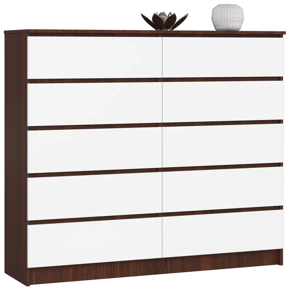 ⁨CHEST OF DRAWERS K 140 cm 10 DRAWERS WENGE / WHITE⁩ at Wasserman.eu