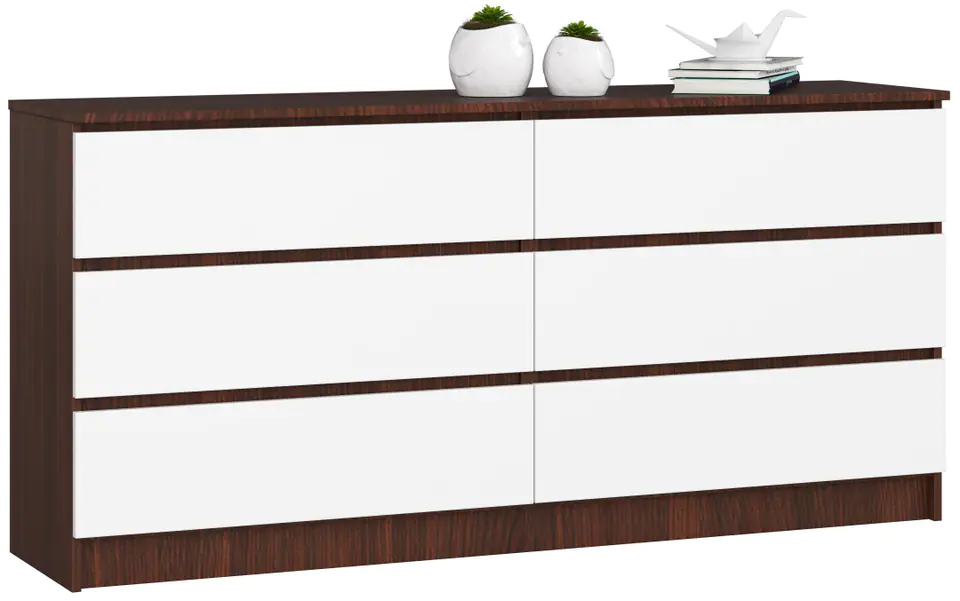 ⁨CHEST OF DRAWERS K 160 cm 6 DRAWERS WENGE / WHITE⁩ at Wasserman.eu