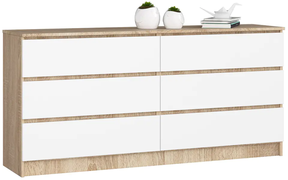 KOMODA K160 6SZ CLP DĄB SONOMA / BIAŁY w sklepie Wasserman.eu