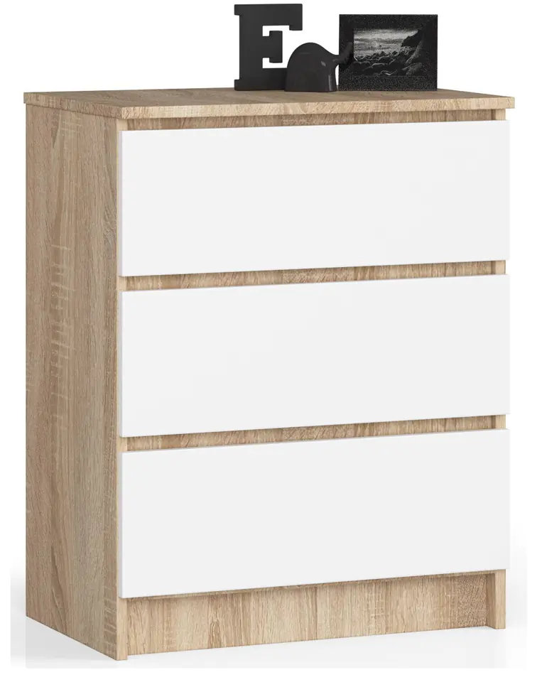 KOMODA K 60 cm 3 SZUFLADY SONOMA / BIAŁA w sklepie Wasserman.eu