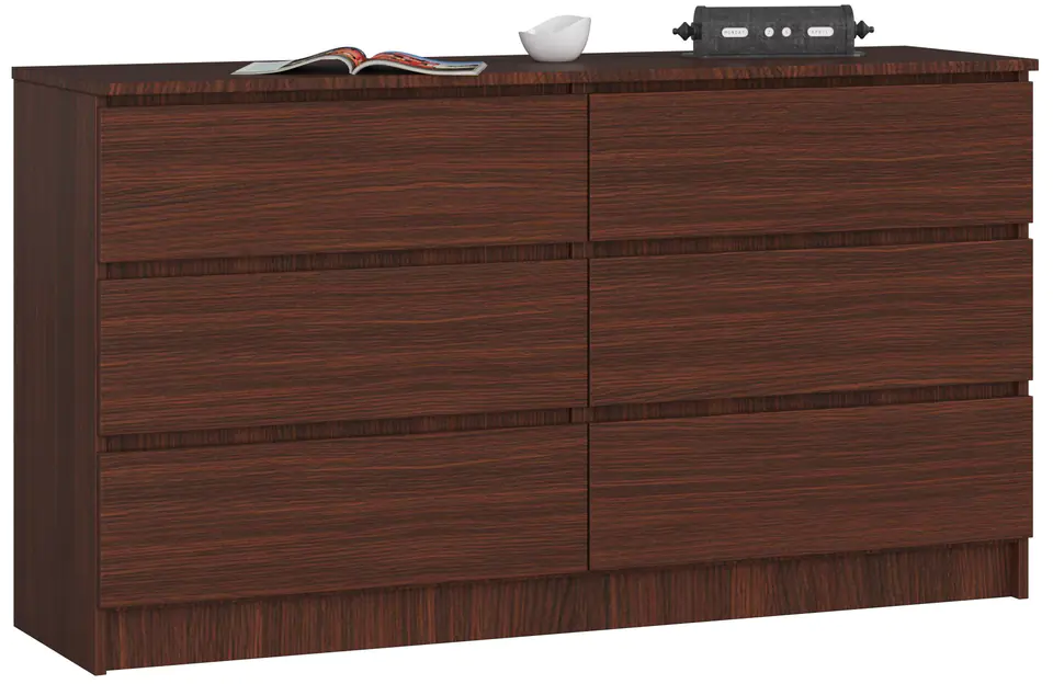 ⁨CHEST OF DRAWERS K 140 cm 6 DRAWERS WENGE⁩ at Wasserman.eu