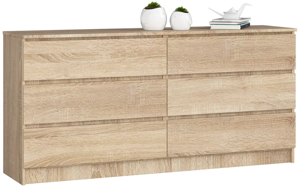 ⁨CHEST OF DRAWERS K 160 cm 6 DRAWERS SONOMA OAK⁩ at Wasserman.eu