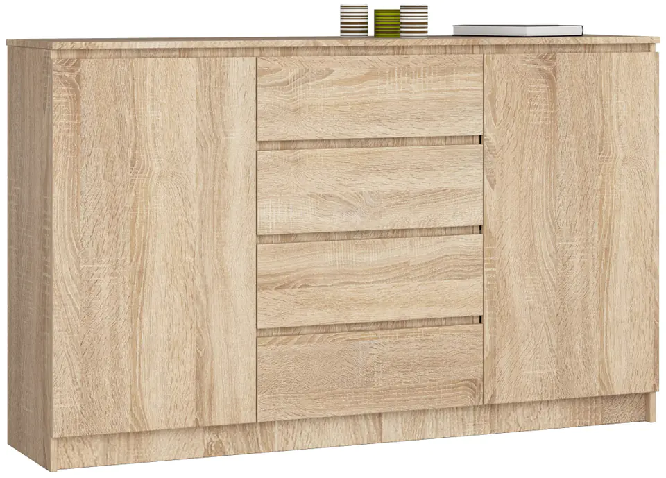 ⁨CHEST of drawers K 160 cm 2 DOORS 4 DRAWERS SONOMA⁩ at Wasserman.eu