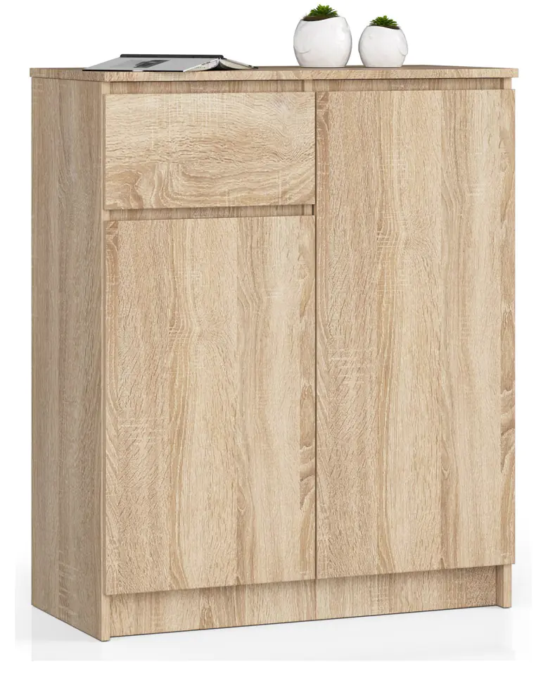 ⁨CHEST OF DRAWERS K 80 cm 2 DOORS 1 DRAWER SONOMA OAK⁩ at Wasserman.eu