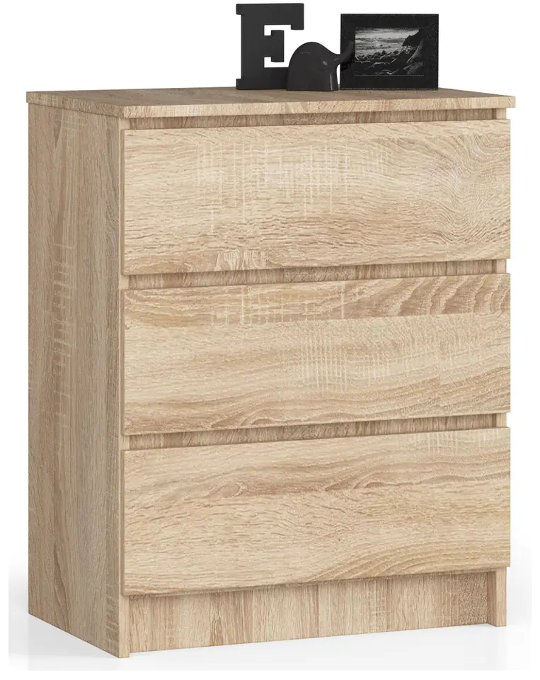 ⁨CHEST OF DRAWERS K 60 cm 3 DRAWERS SONOMA OAK⁩ at Wasserman.eu